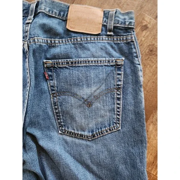 LEVI'S 569 Straight Leg High Rise Dark Wash Blue Denim Jeans Men's Size 34W 30L - Picture 7 of 9